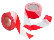 Výstražná páska - červeno - bílá pruhovaná nelepicí výstražná plastová páska
