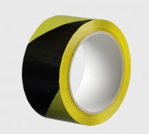 Výstražná páska - černo-žlutá pruhovaná samolepicí výstražná plastová páska 60mm x 30m